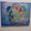 Flower of Life – Original Sacred Geometry Plaster Painting 11x14 | Melted Glam - Original Painting - Melted Glam LLC