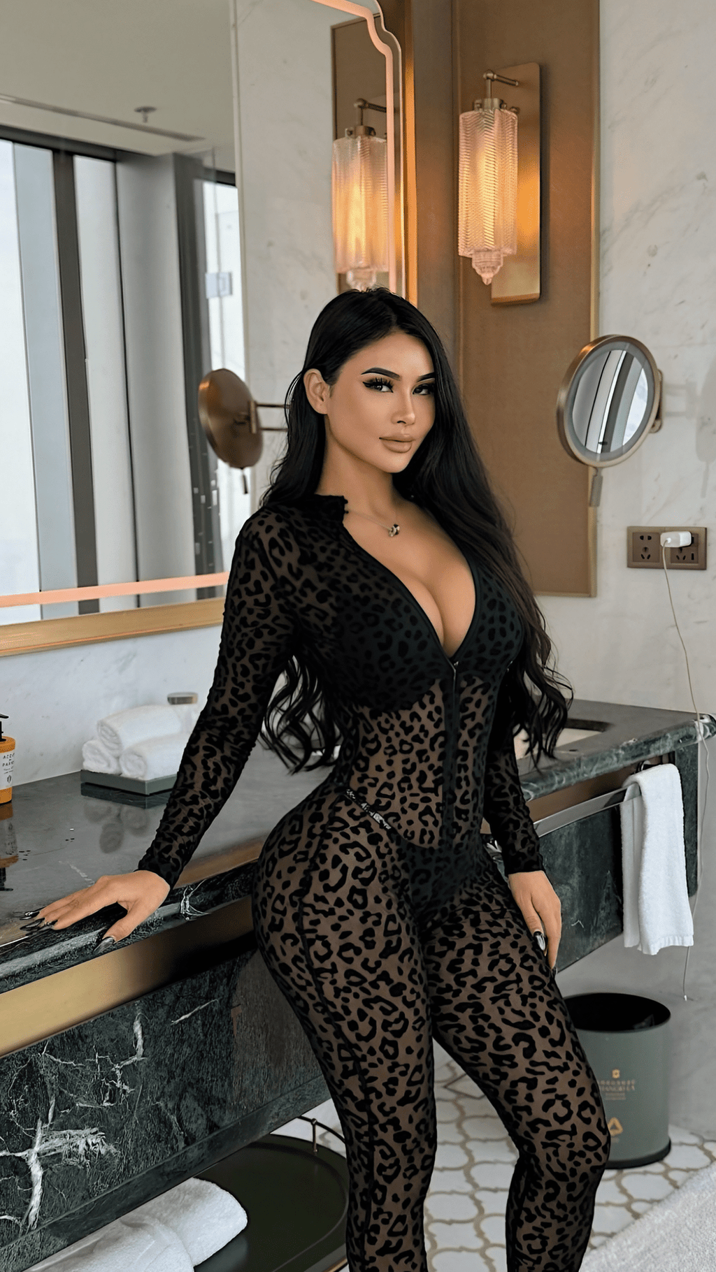 Fierce Elegance Velvet Leopard Bodysuit -Lingerie- Melted Glam LLC