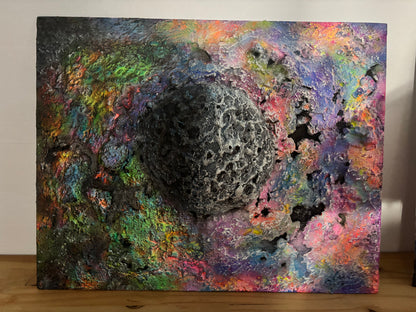Eclipsed Moon – UV Active 3D Cosmic Plaster Painting 14x11 | Melted Glam