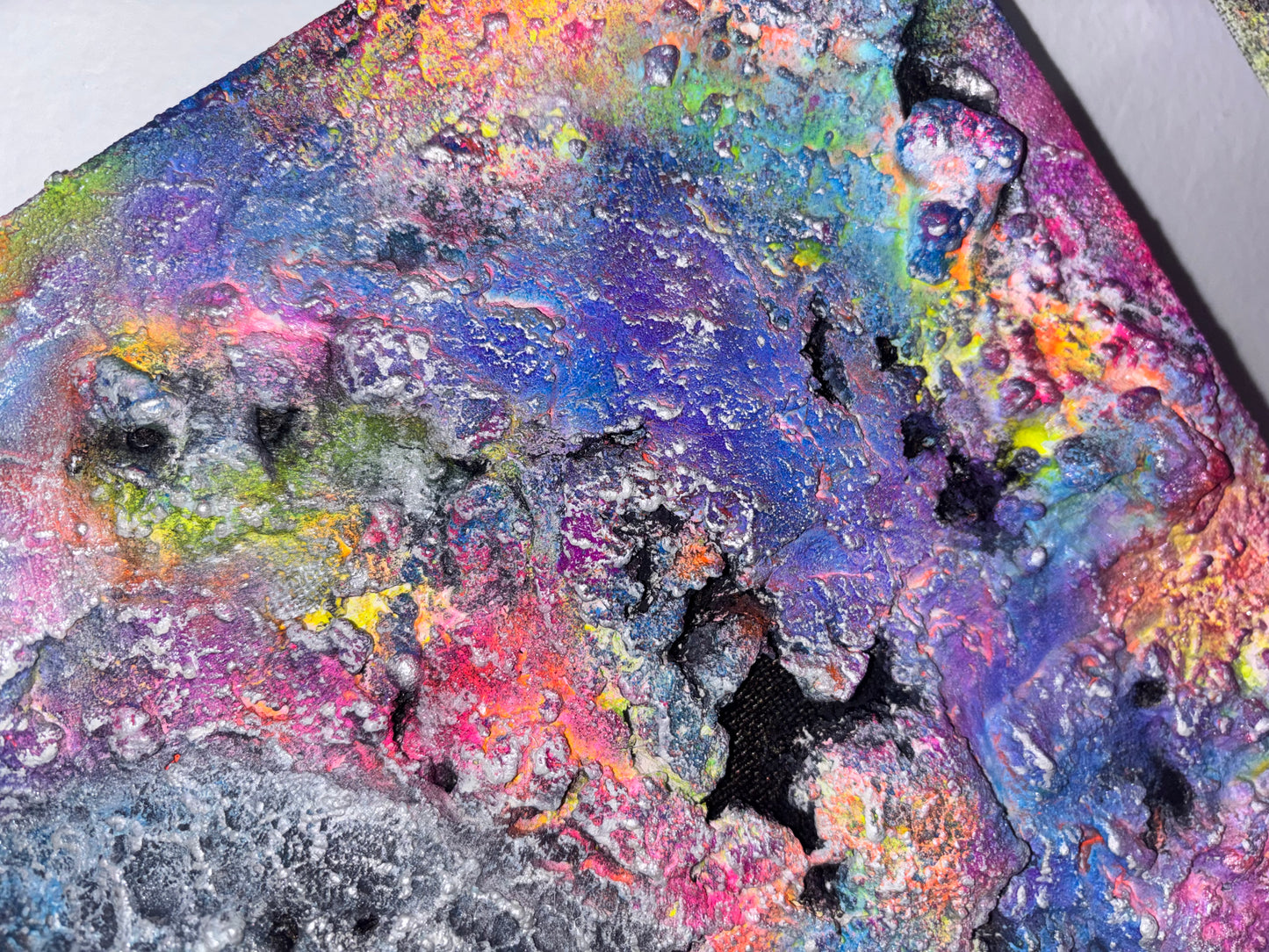 Eclipsed Moon – UV Active 3D Cosmic Plaster Painting 14x11 | Melted Glam