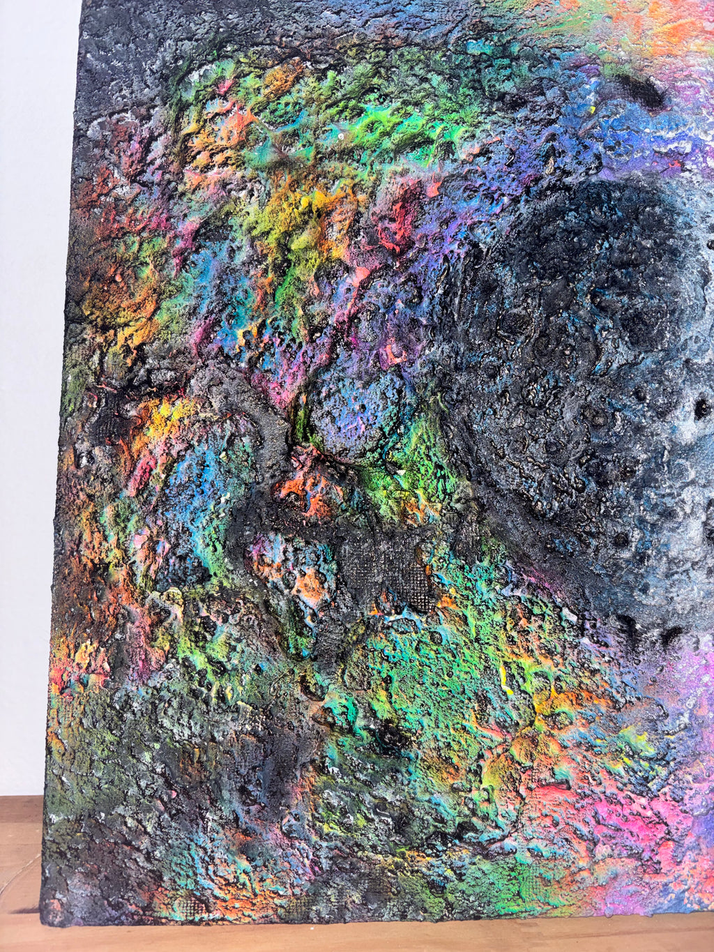 Eclipsed Moon – UV Active 3D Cosmic Plaster Painting 14x11 | Melted Glam - Original Painting - Melted Glam LLC