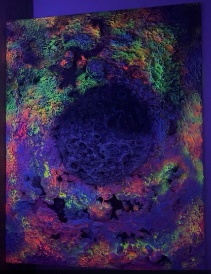 Eclipsed Moon – UV Active 3D Cosmic Plaster Painting 14x11 | Melted Glam