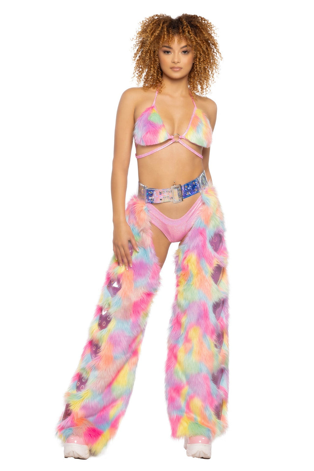 Neon Nights Faux Fur Triangle Top - Melted Glam LLC