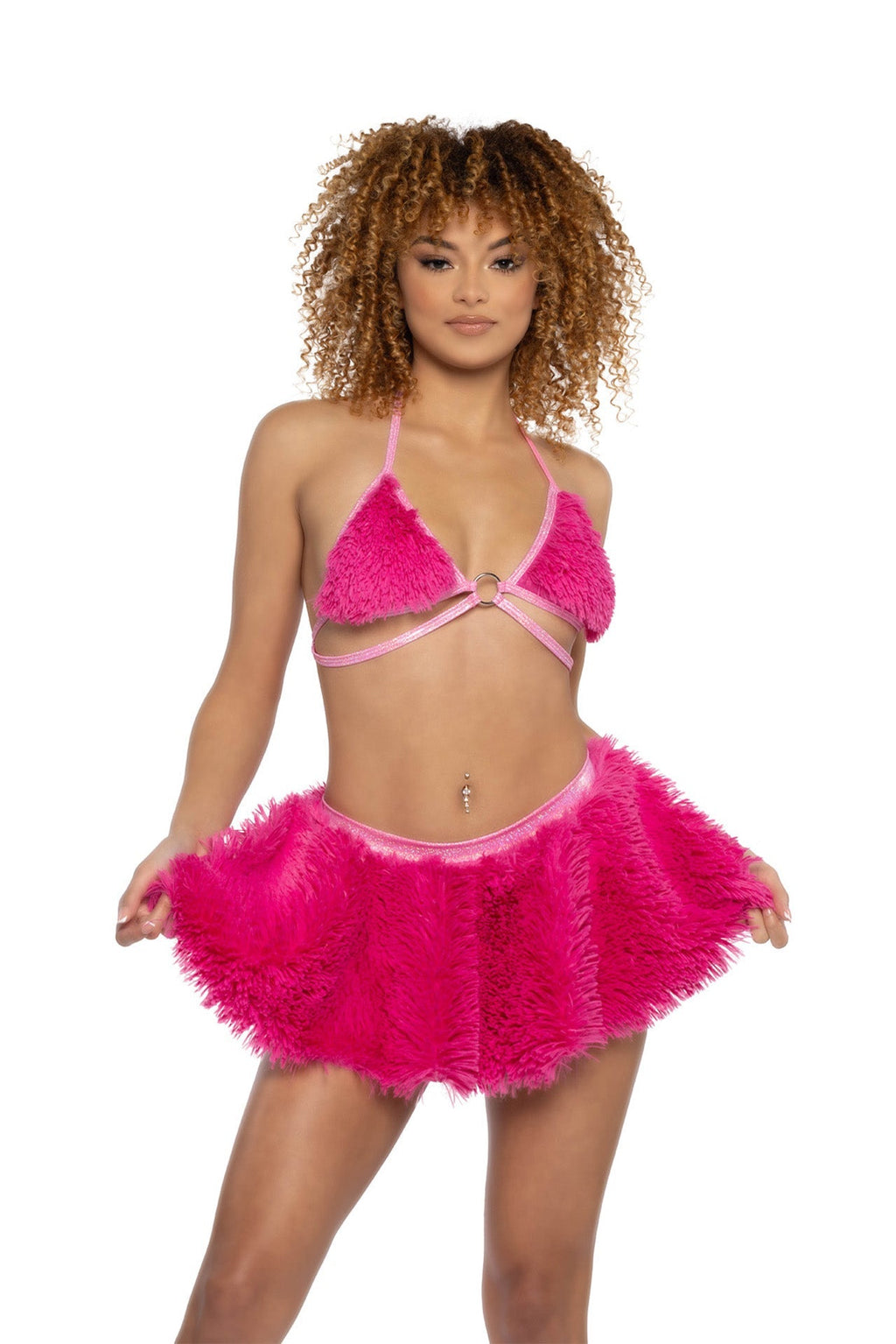 Neon Nights Faux Fur Triangle Top - Melted Glam LLC