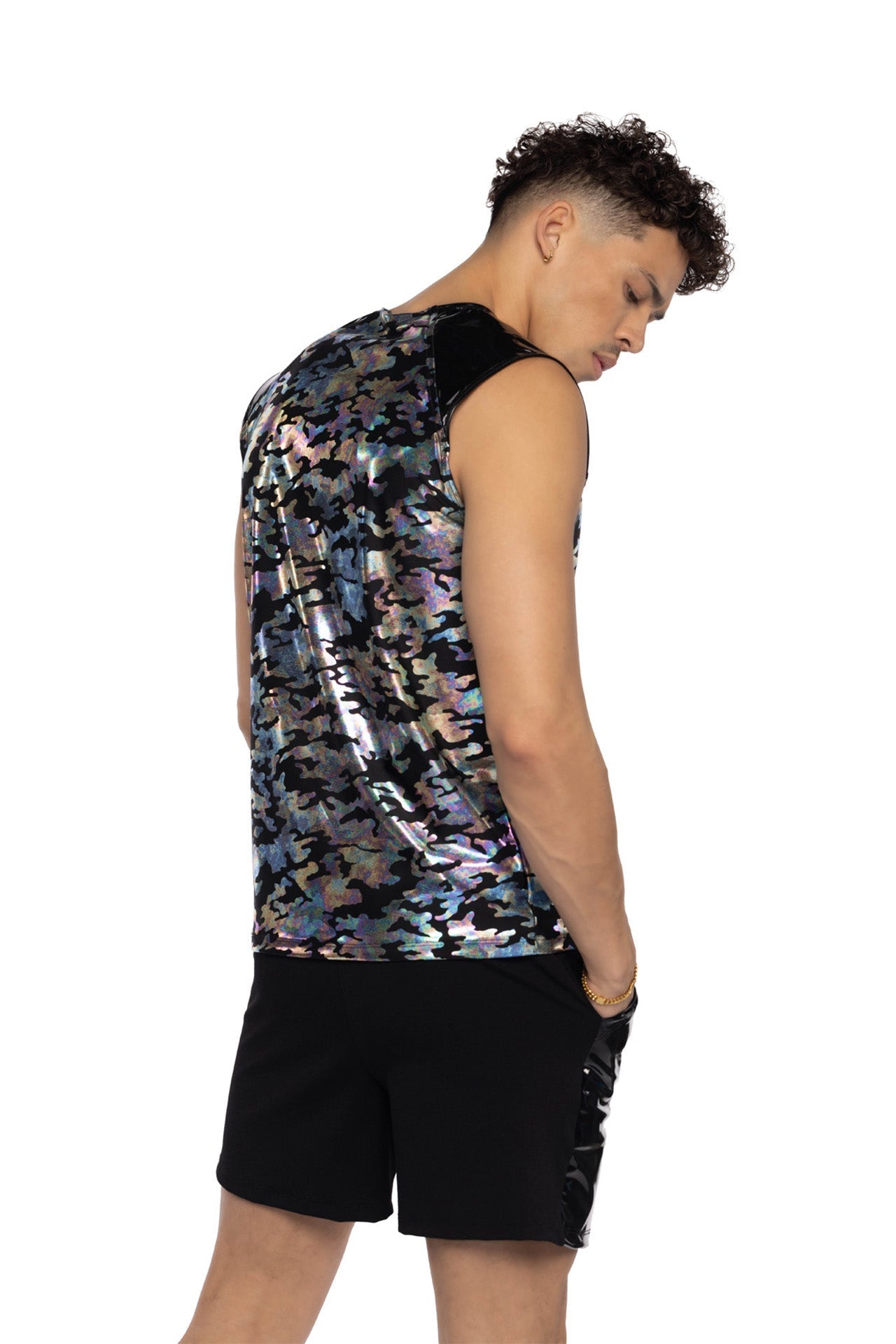 ElectroVibe Two-Tone Men's Sleeveless Rave Tank - Melted Glam LLC
