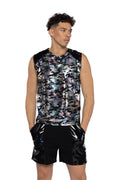 ElectroVibe Two-Tone Men's Sleeveless Rave Tank - Melted Glam LLC
