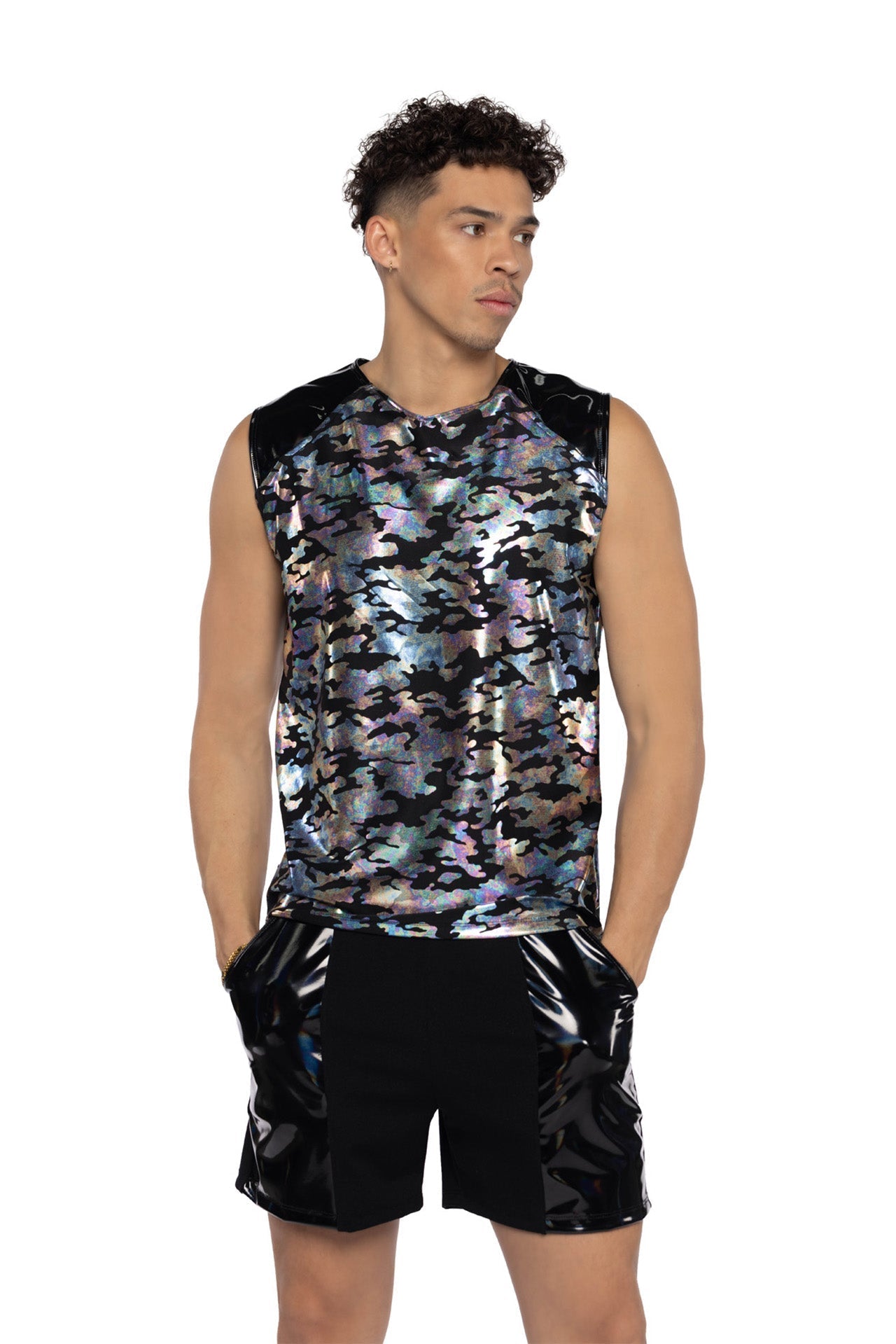 ElectroVibe Two-Tone Men's Sleeveless Rave Tank - Melted Glam LLC