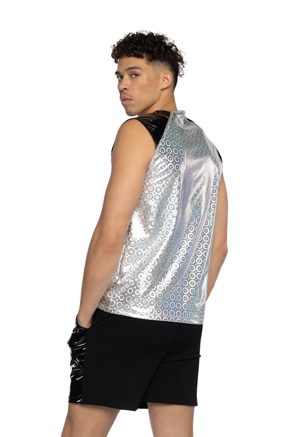ElectroVibe Two-Tone Men's Sleeveless Rave Tank - Melted Glam LLC