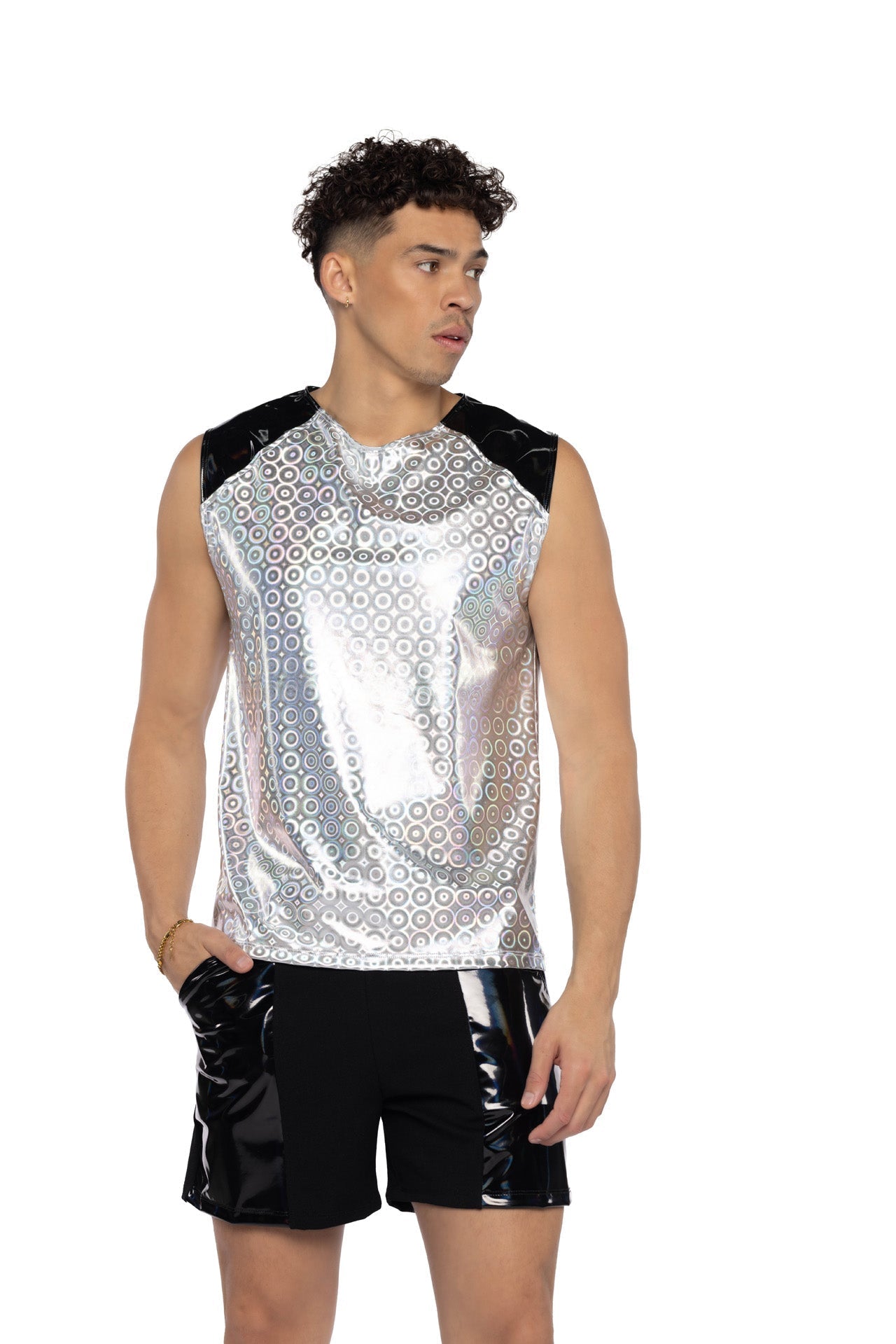 ElectroVibe Two-Tone Men's Sleeveless Rave Tank - Melted Glam LLC