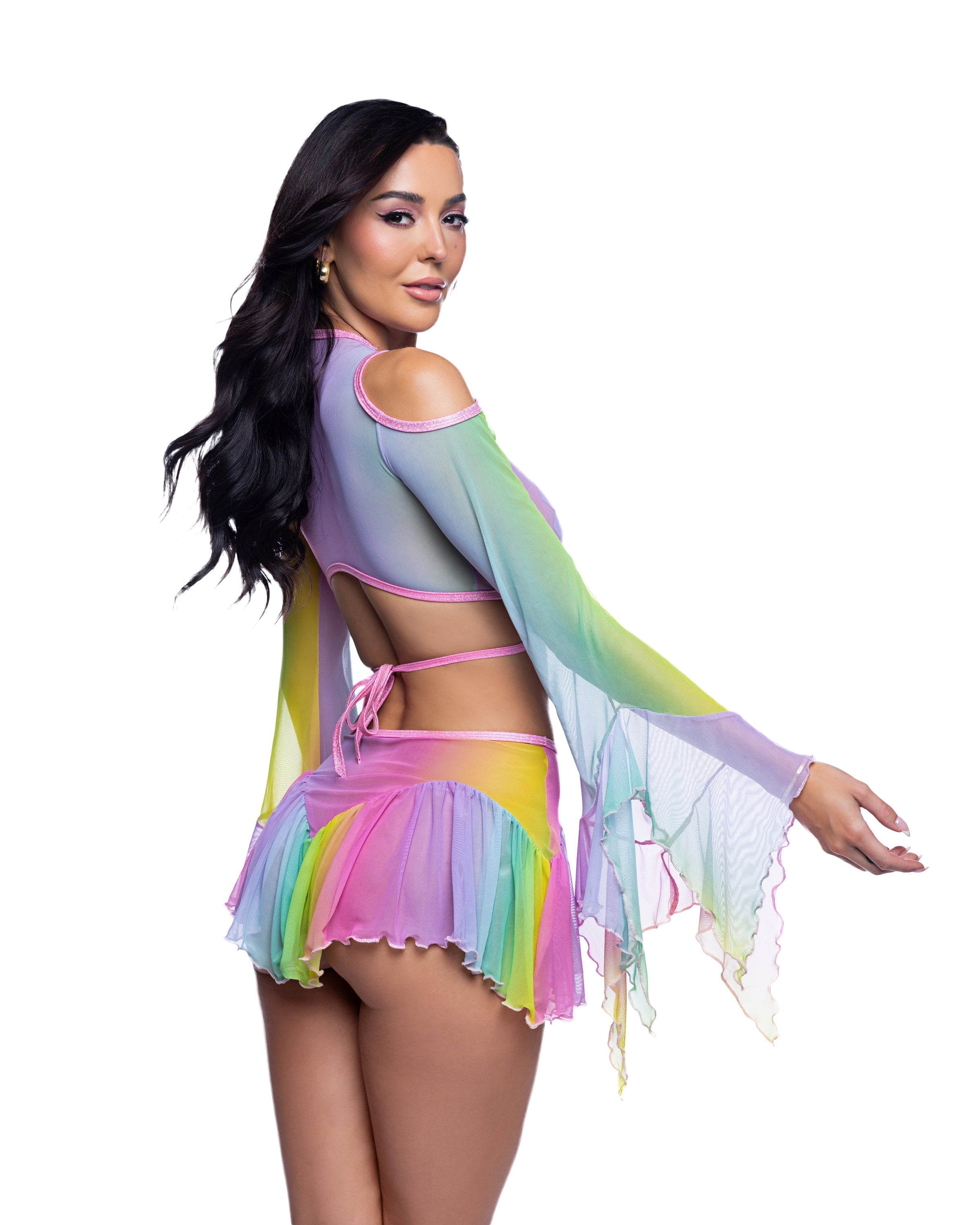 Rainbow Mesh Flow Top & Skirt Set - Melted Glam LLC