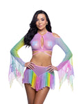 Rainbow Mesh Flow Top & Skirt Set - Melted Glam LLC