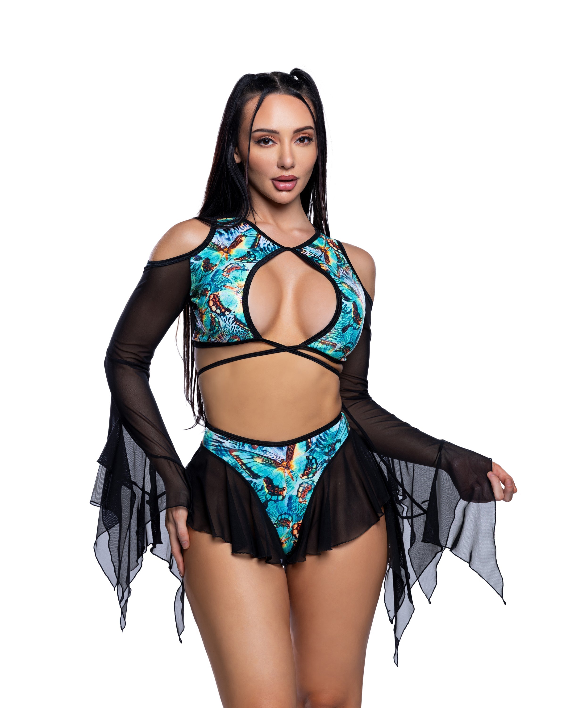 Butterfly Flow Top Bell Sleeve - Melted Glam LLC