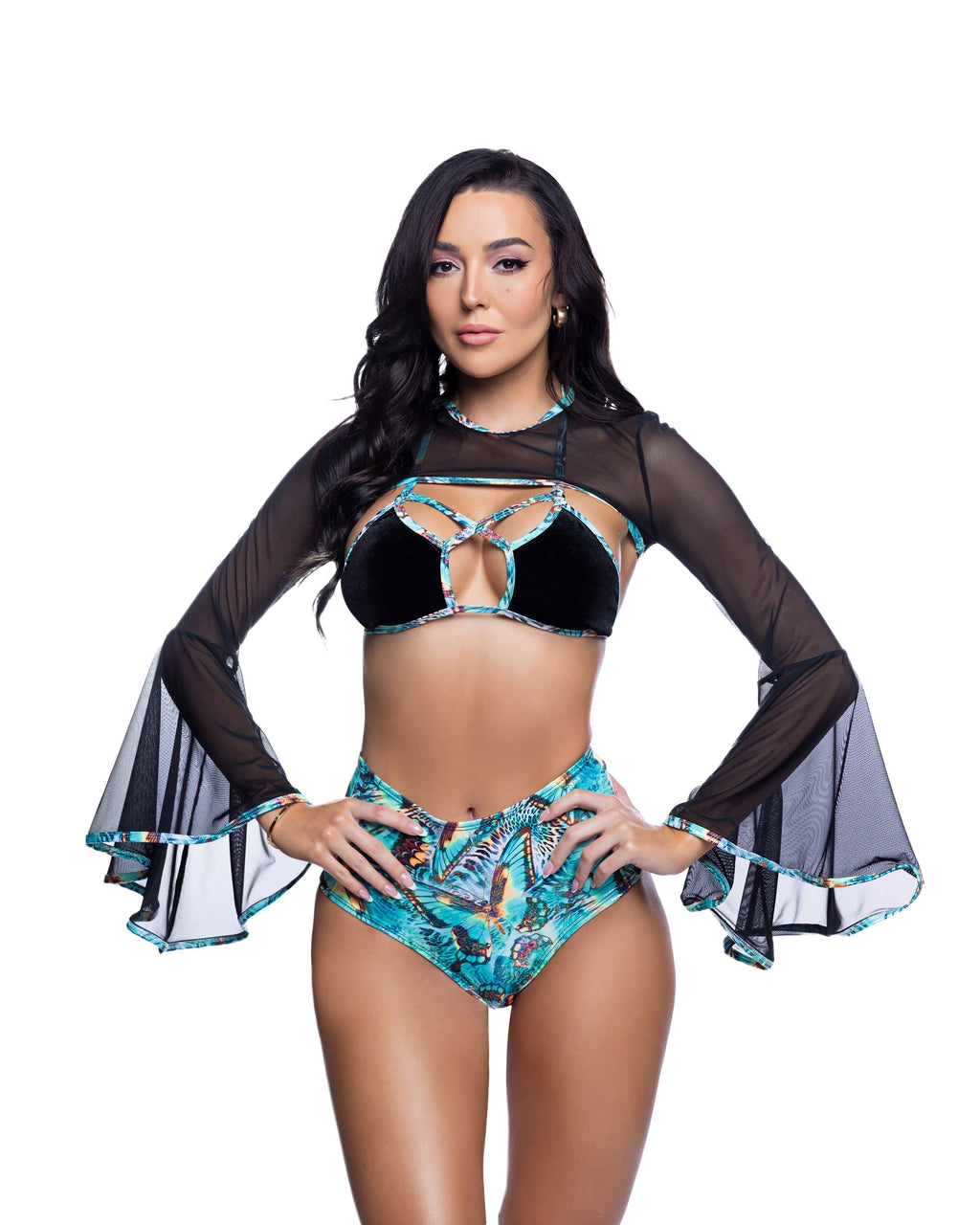 Mesh Bell Sleeve Rave Shrug Cover up - Melted Glam LLC