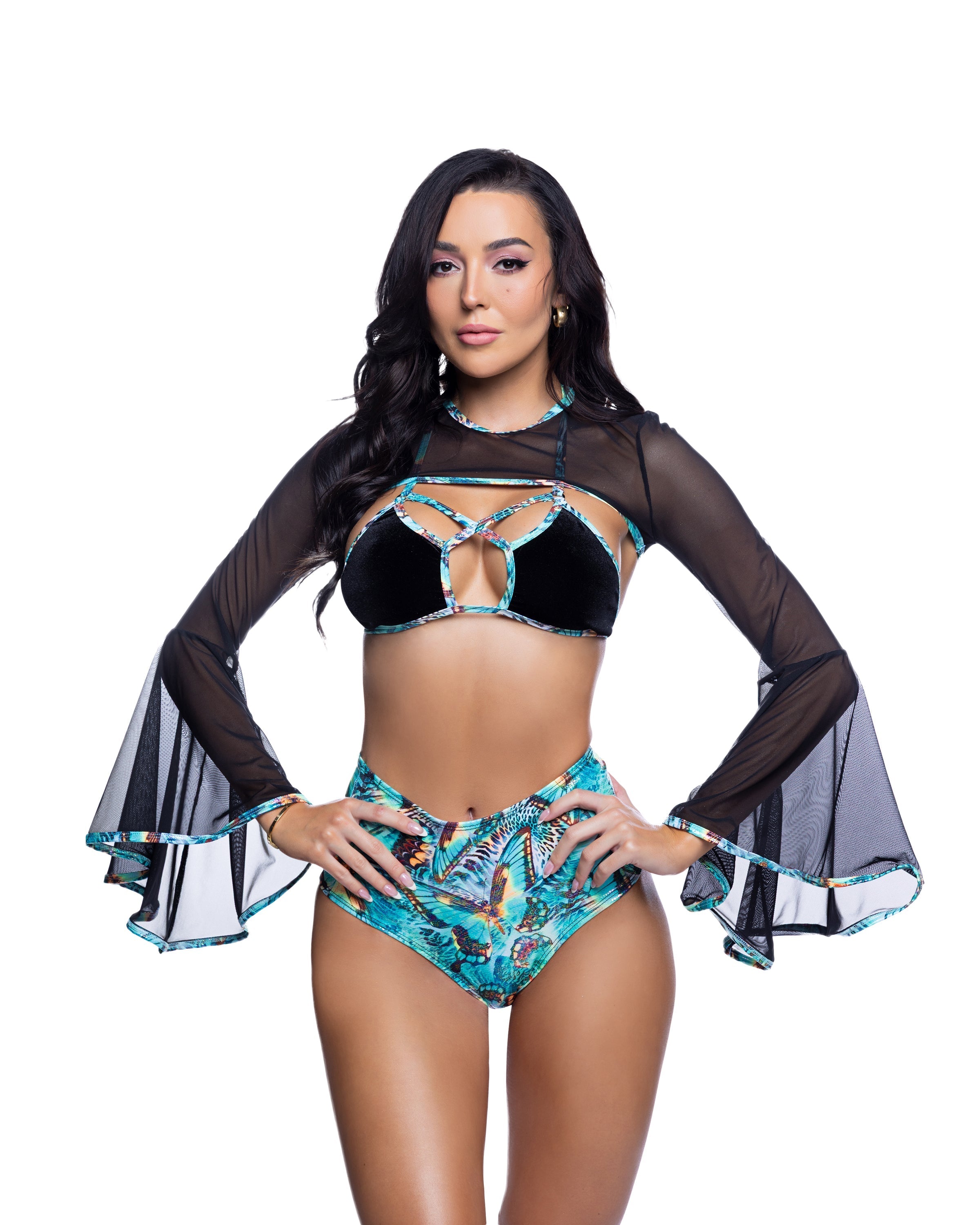 Mesh Bell Sleeve Rave Shrug Cover up - Melted Glam LLC