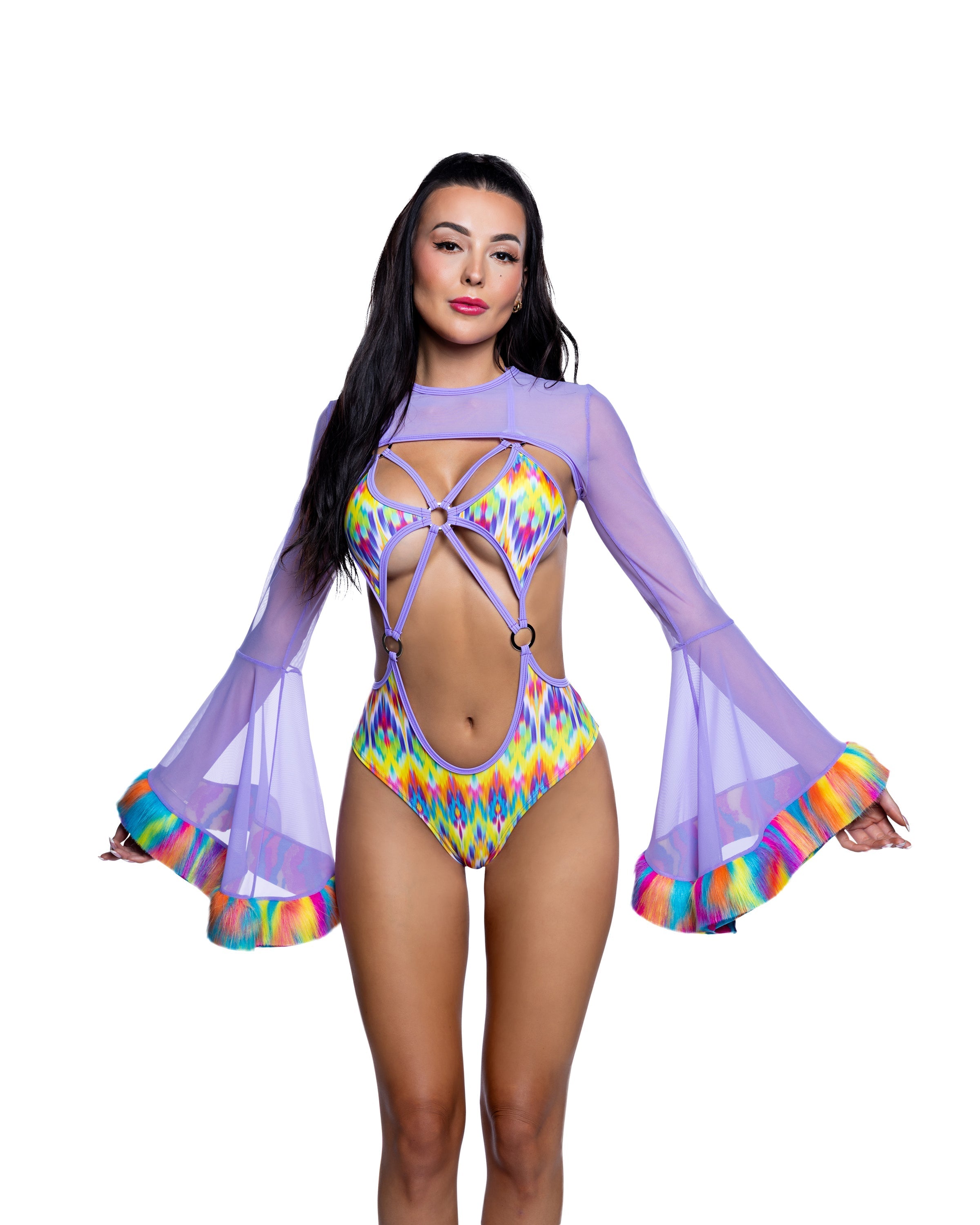 Faux Fur Trim Mesh Rave Shrug - Melted Glam LLC