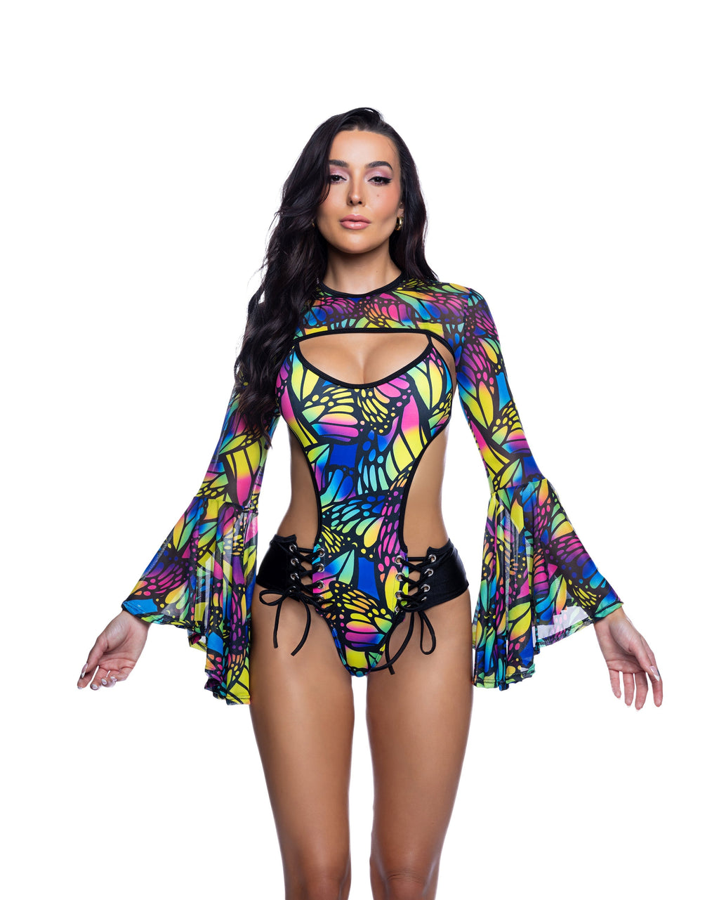 Psychedelic Print Bell Sleeve Rave Shrug - Melted Glam LLC