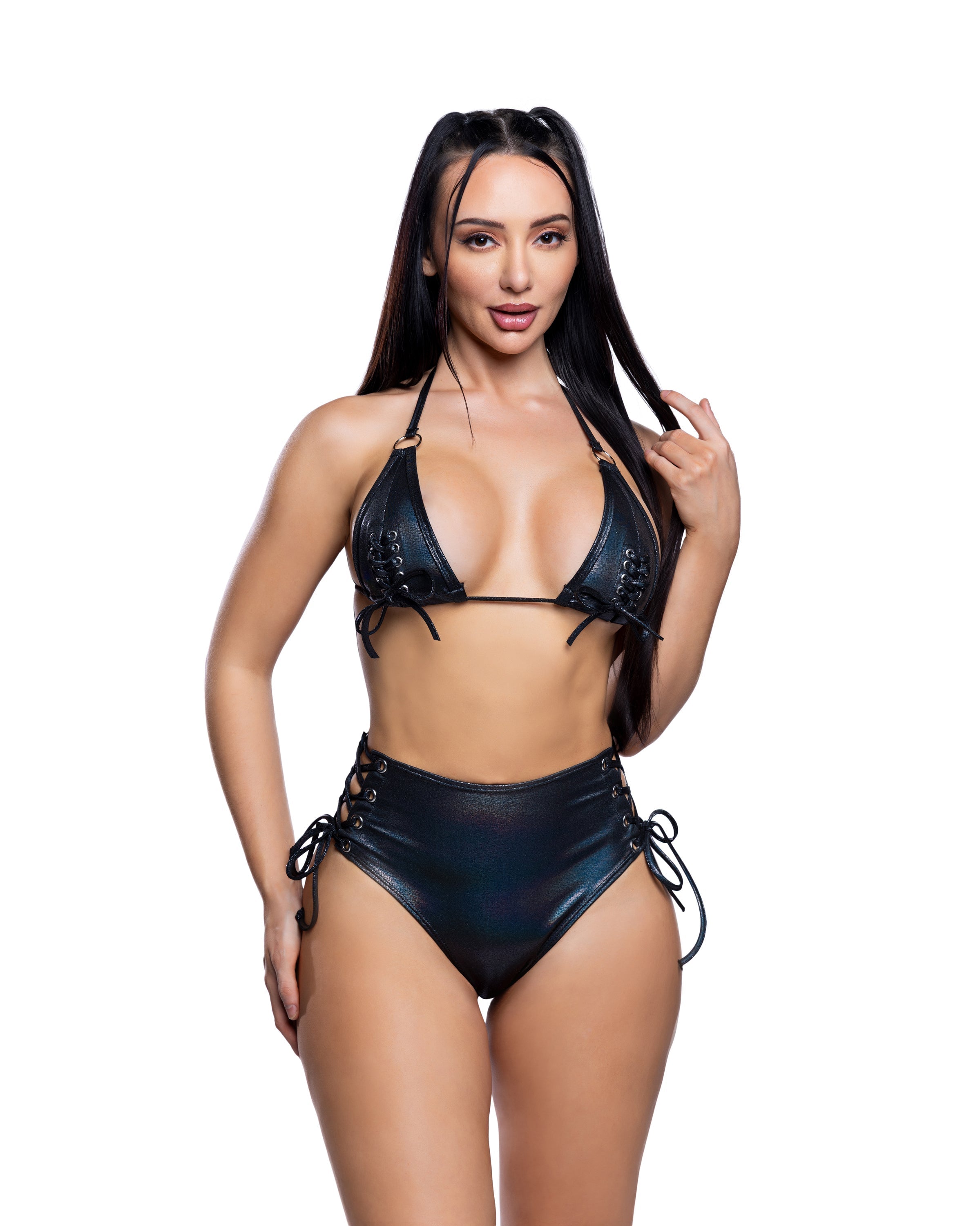Lace-up Top & High-Waist Rave Short Set - Melted Glam LLC