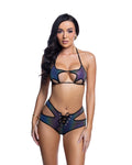 Reflective Star Cutout Top & Lace-up Short Rave Set - Melted Glam LLC