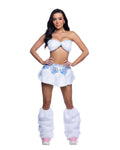 Shaggy Faux Fur Bandeau & Flare Mini Skirt Rave Set - Melted Glam LLC