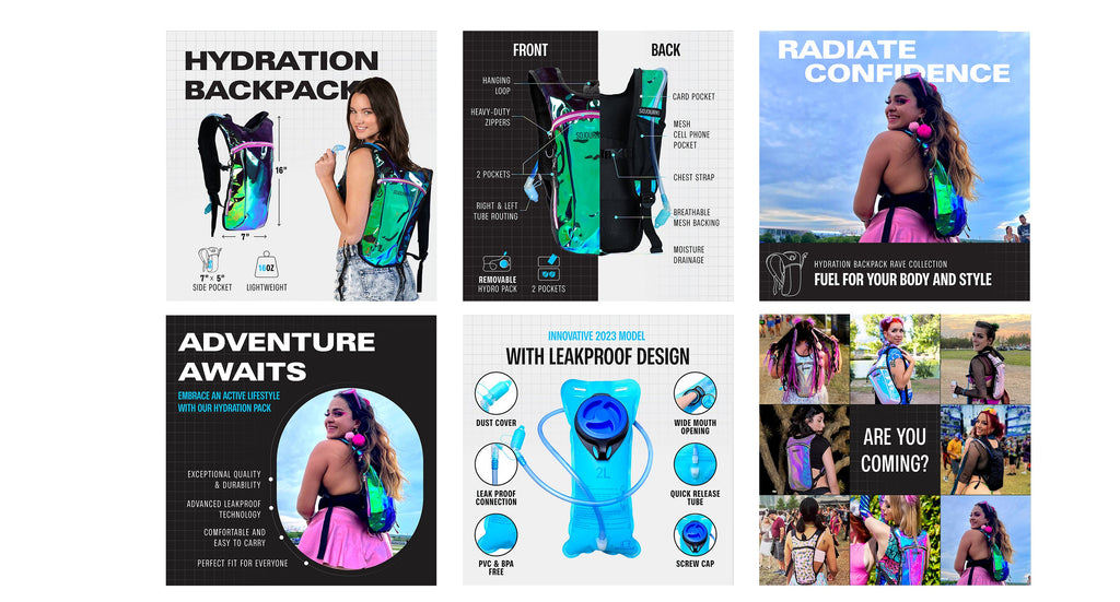 Hydration Pack Backpack (Small) -Hydration Pack (S)- Melted Glam LLC
