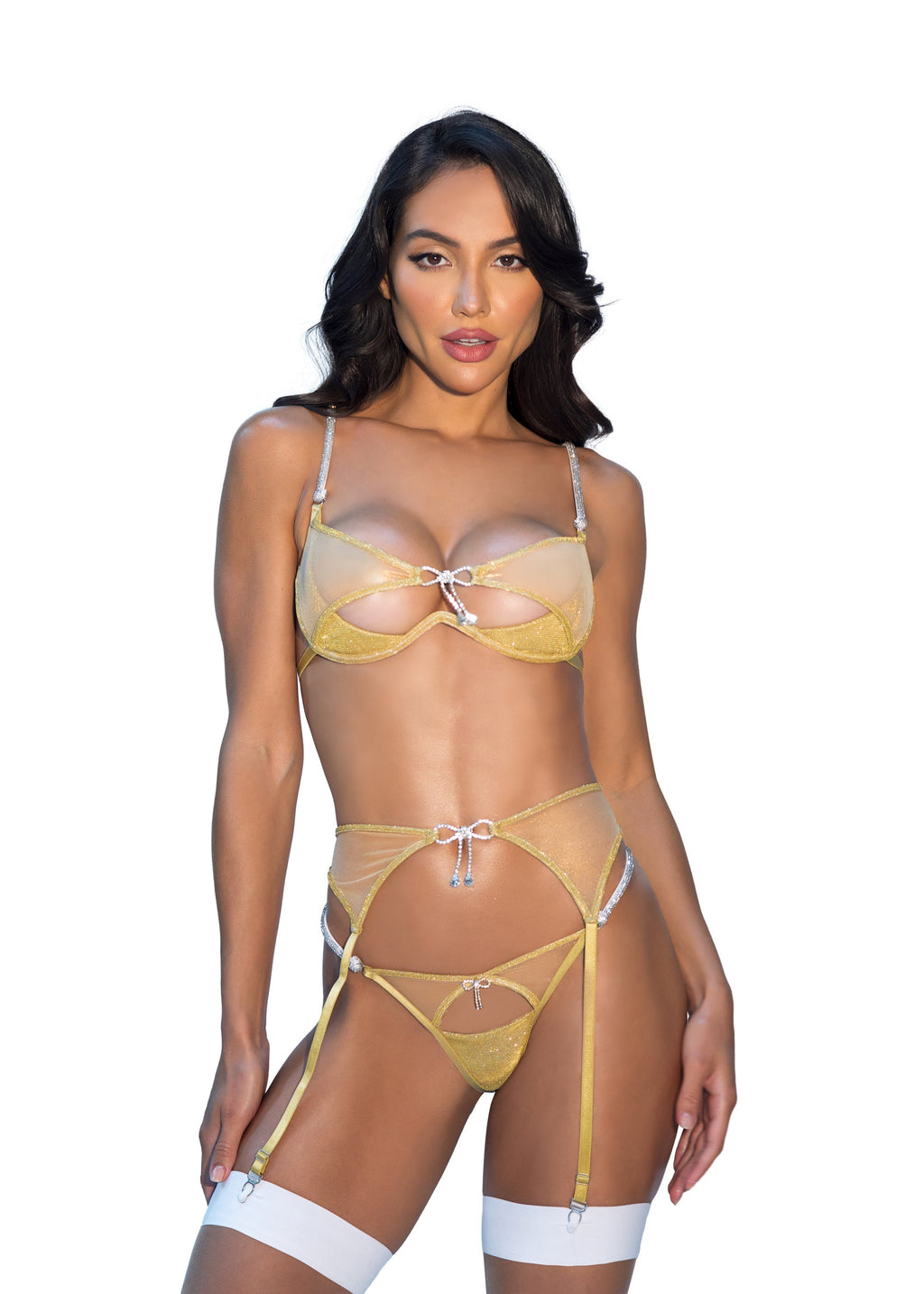 Gilded Beauty 3-Piece Garter Set -Lingerie- Melted Glam LLC
