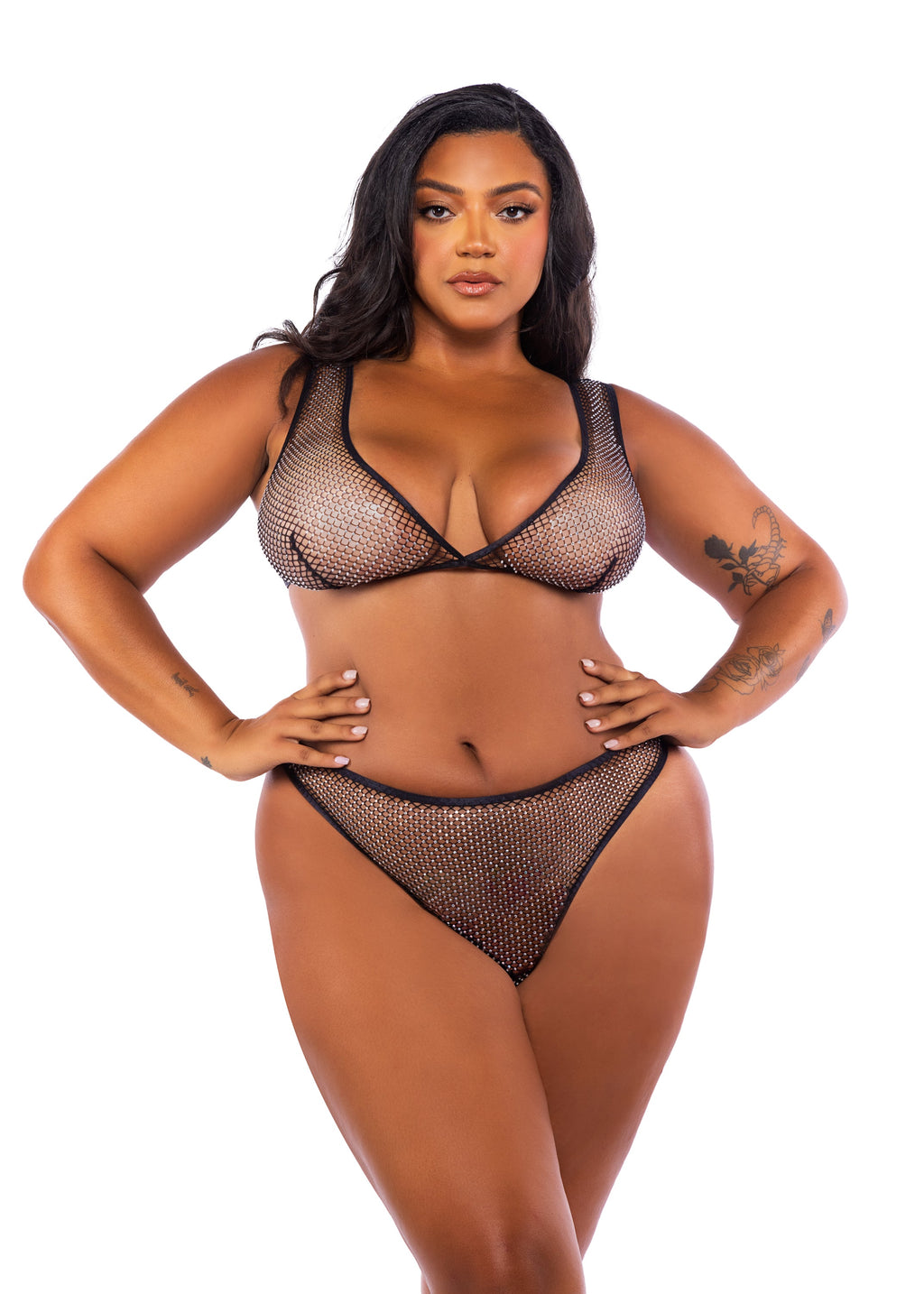 Think Pink Rhinestone Bralette 2-Piece Short Set -Lingerie- Melted Glam LLC