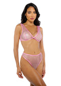 Think Pink Rhinestone Bralette 2-Piece Short Set -Lingerie- Melted Glam LLC