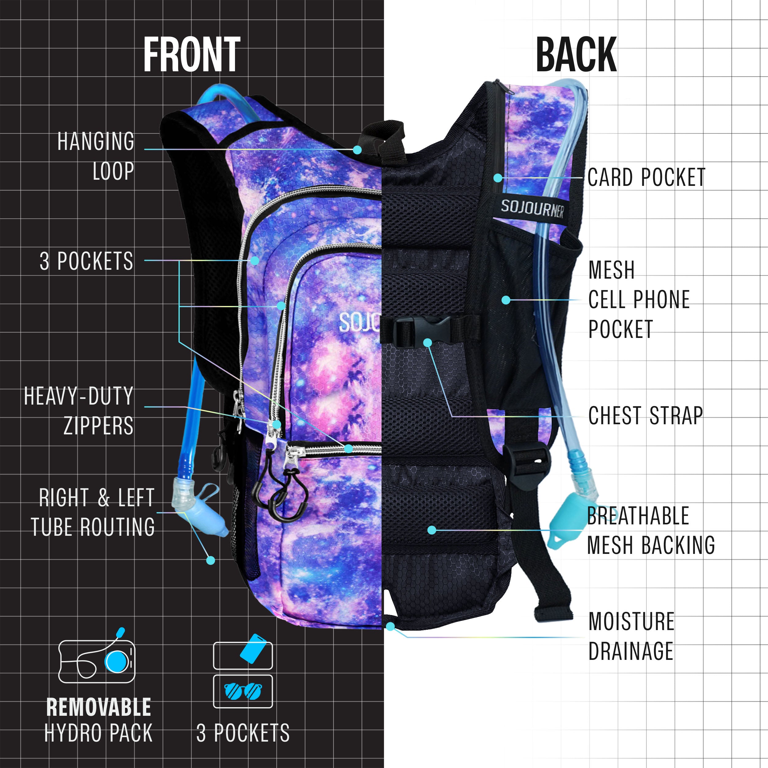 Hydration Pack Backpack (Medium) -Hydration Pack (M)- Melted Glam LLC