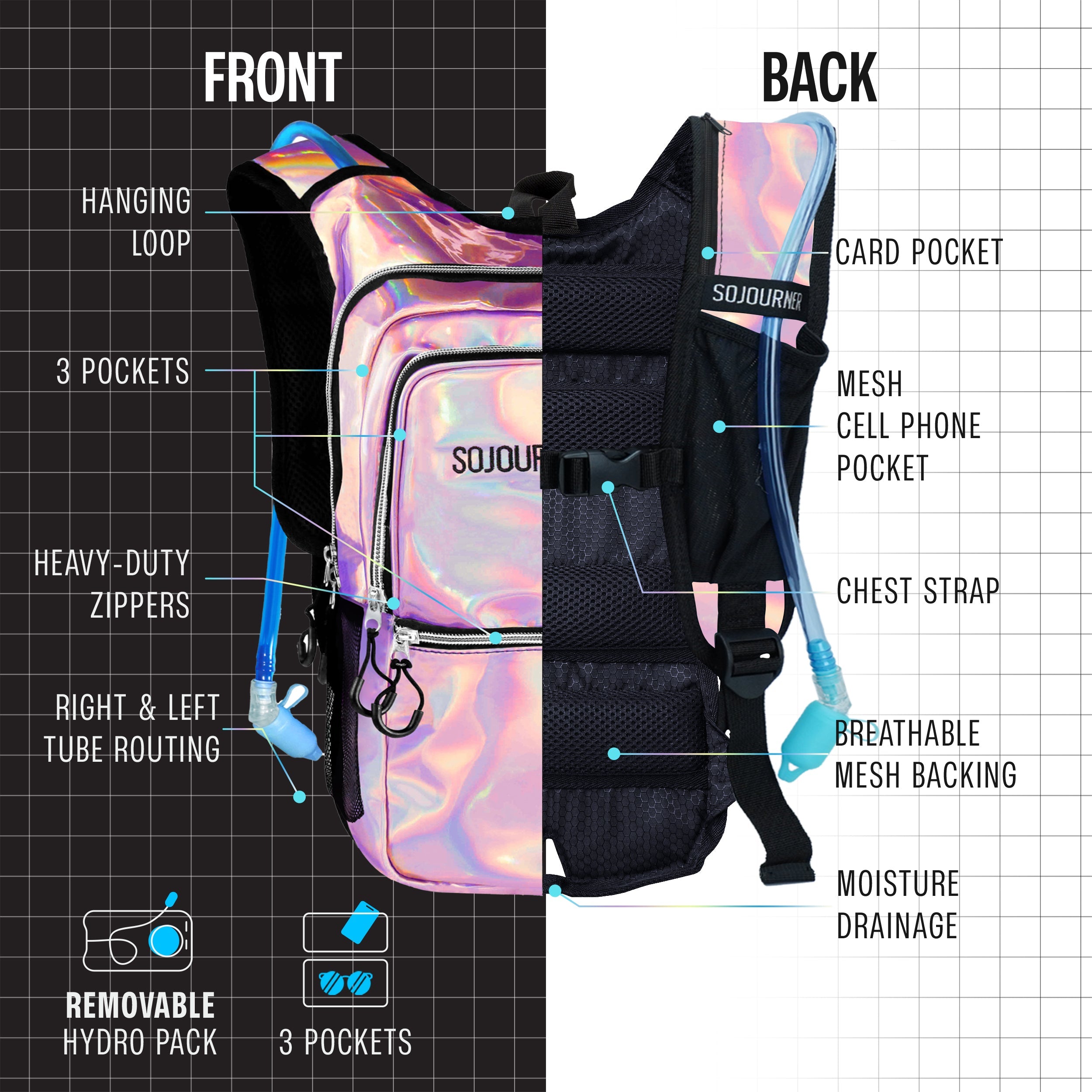 Hydration Pack Backpack (Medium) -Hydration Pack (M)- Melted Glam LLC