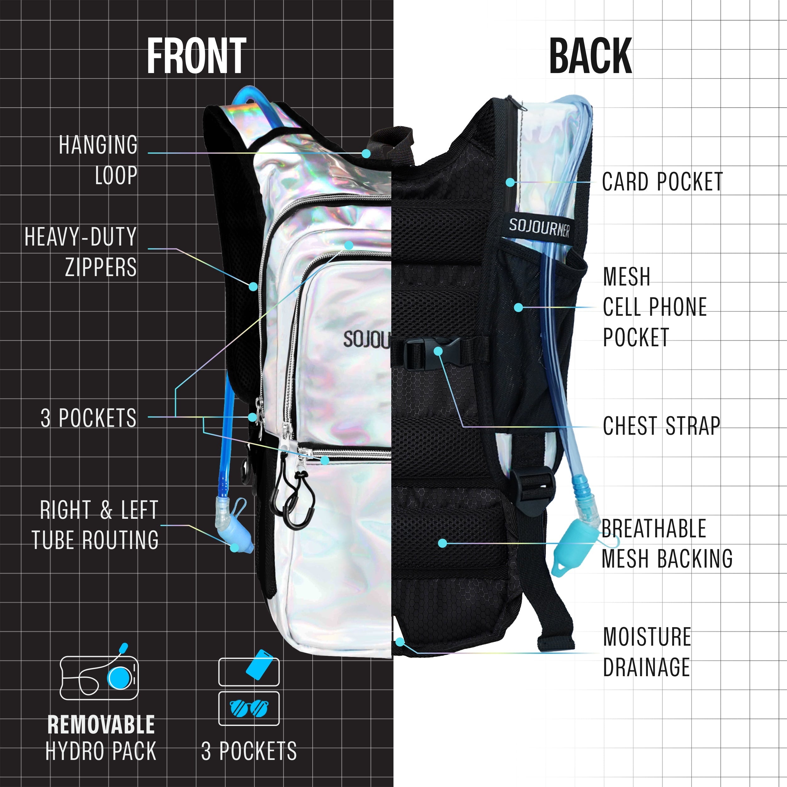 Hydration Pack Backpack (Medium) -Hydration Pack (M)- Melted Glam LLC