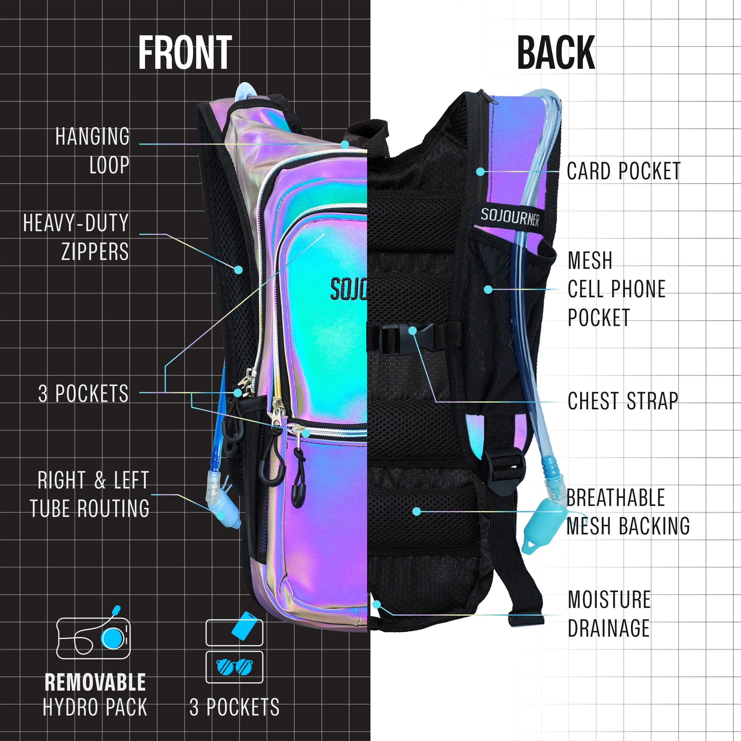 Hydration Pack Backpack (Medium) -Hydration Pack (M)- Melted Glam LLC