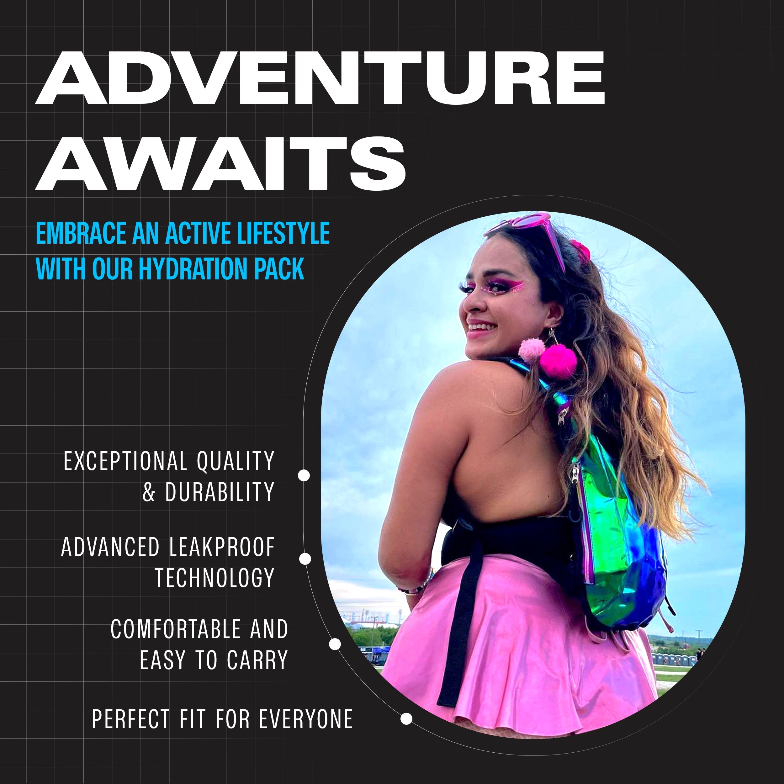 Hydration Pack Backpack (Small) -Hydration Pack (S)- Melted Glam LLC
