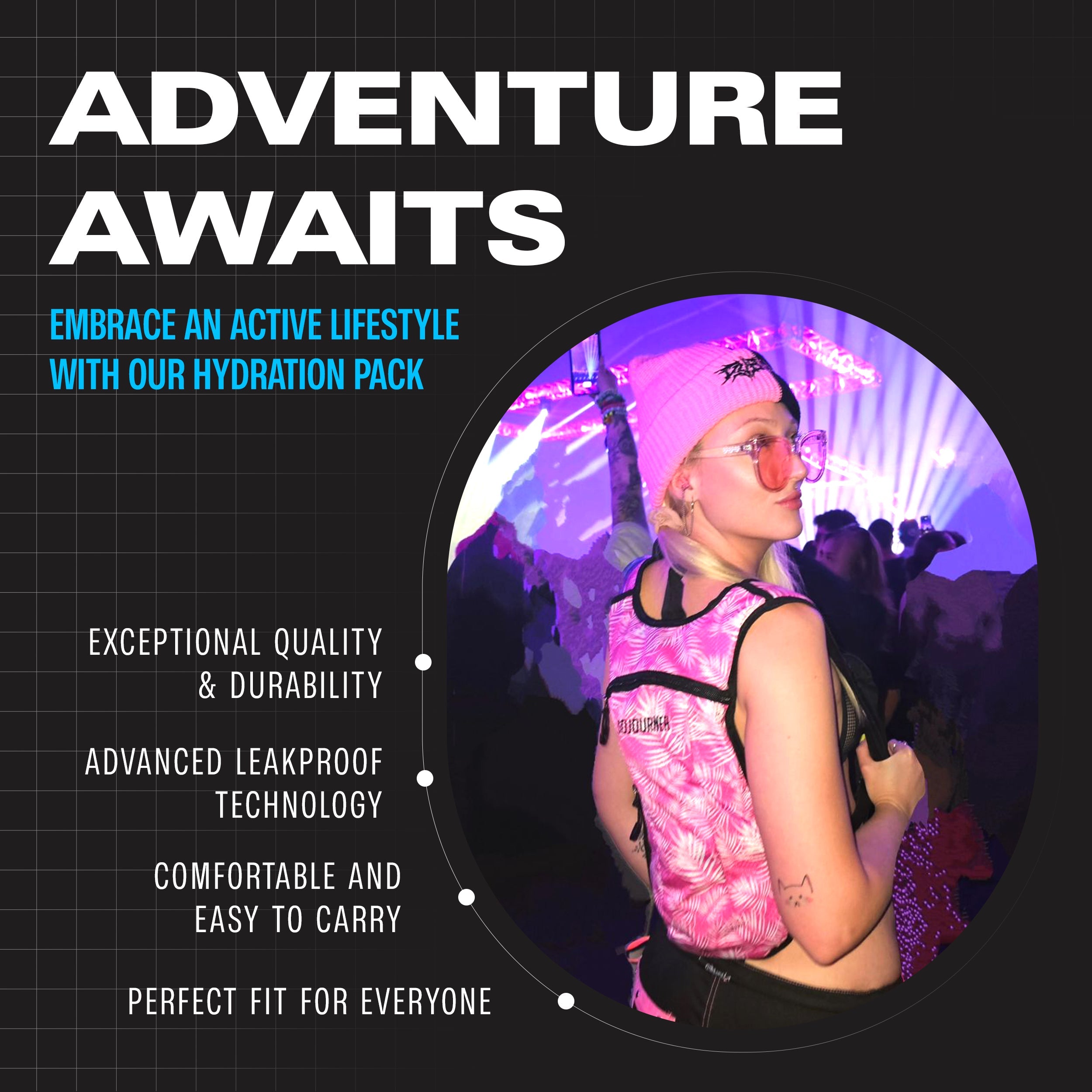 Hydration Pack Backpack (Small) -Hydration Pack (S)- Melted Glam LLC