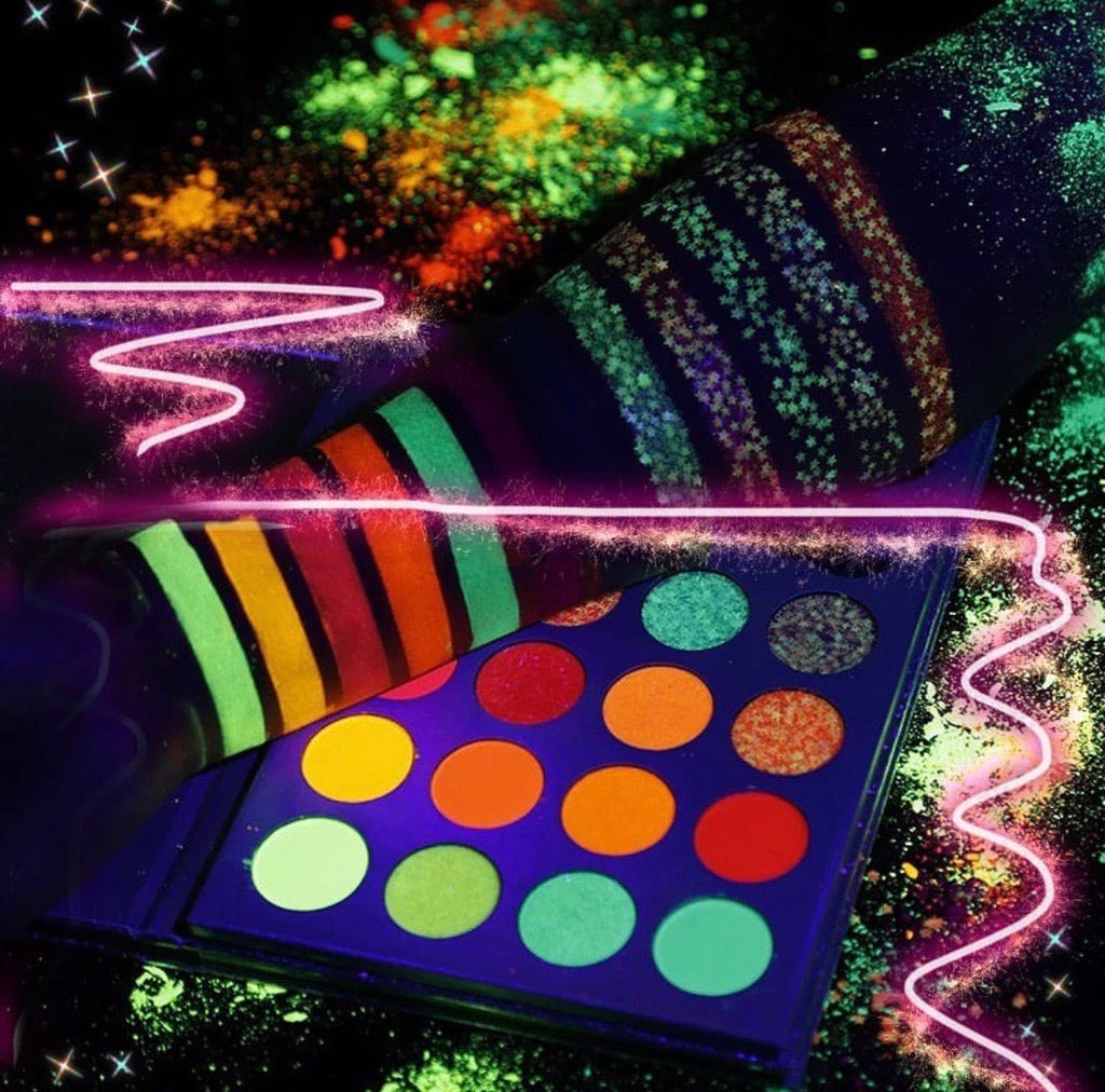 NEON LIGHTS (24PC) *BLACKLIGHT!* Pigment/Glitter Pallete! -Makeup Palette- Melted Glam LLC