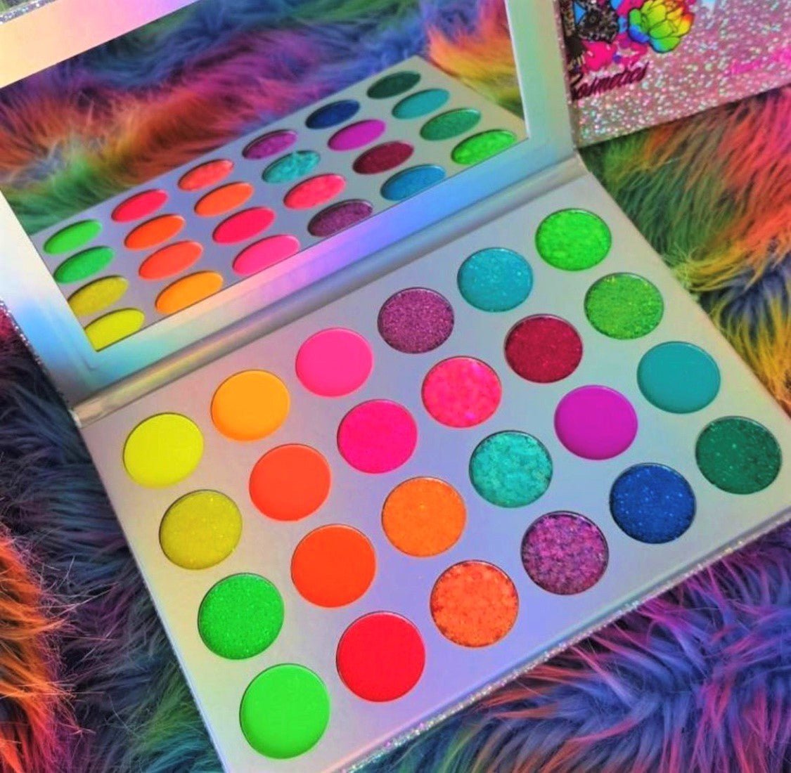 NEON LIGHTS (24PC) *BLACKLIGHT!* Pigment/Glitter Pallete! -Makeup Palette- Melted Glam LLC