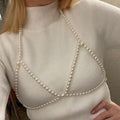 Pearl Necklace Sexy Beach Bikini Chest Chains -Body Jewelry- Melted Glam LLC