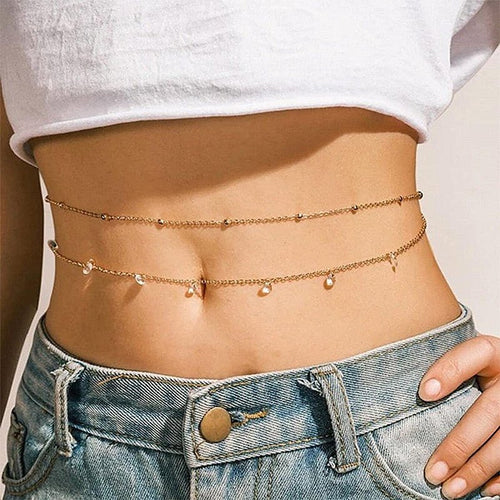 Boho Rhinestone Body Chains Bikini Belly Chain -Body Jewelry- Melted Glam LLC