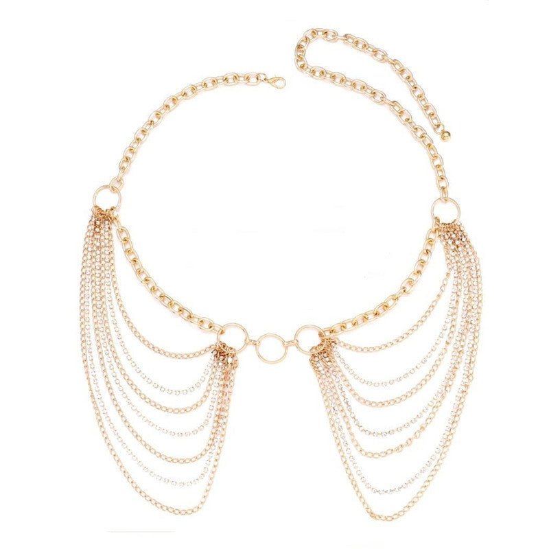 Multi-Layer Waist Chain Rhinestone Tassel Sexy Bikini Chain -Body Jewelry- Melted Glam LLC