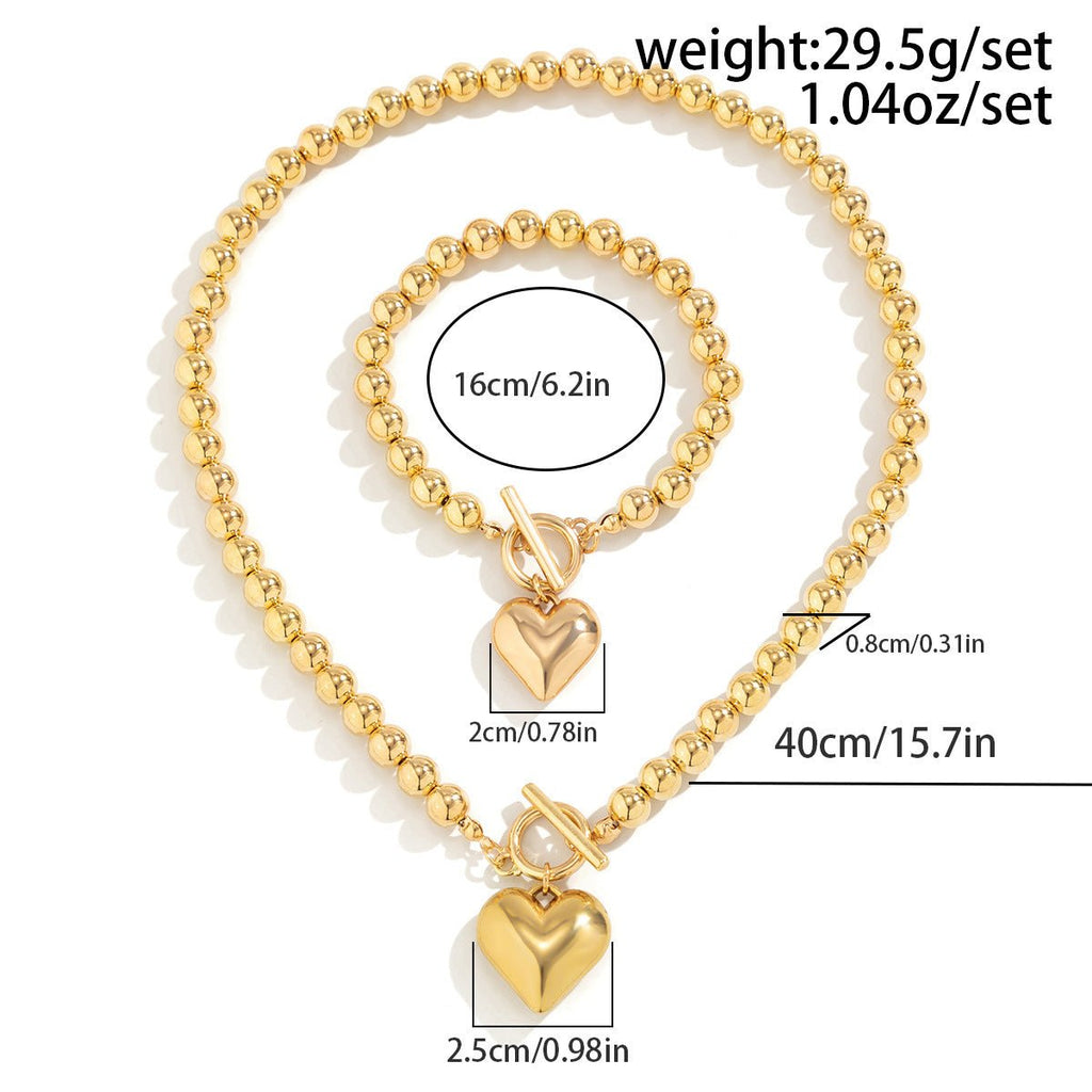 Pearl Beaded love Pendant Bracelet Necklace Set -Jewelry Set- Melted Glam LLC