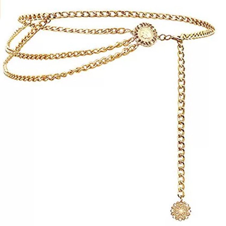 Layered Hollowed-Out Coin Belly Chain Bikini Belt Chain Gold Coin Tassels Waist Body Jewelry -Body Jewelry- Melted Glam LLC