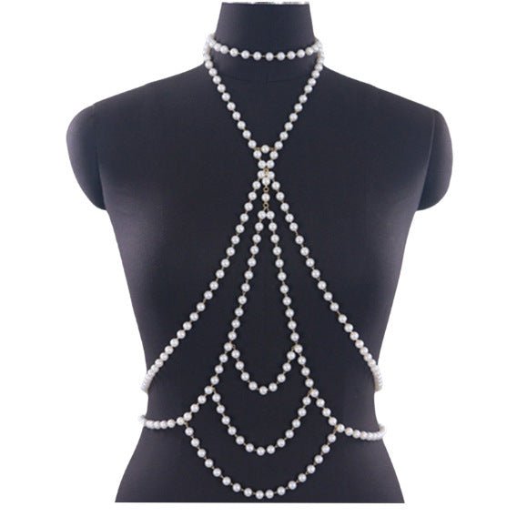 Women Sexy Body Chain Pearl Chain Beach Bikini -Body Jewelry- Melted Glam LLC