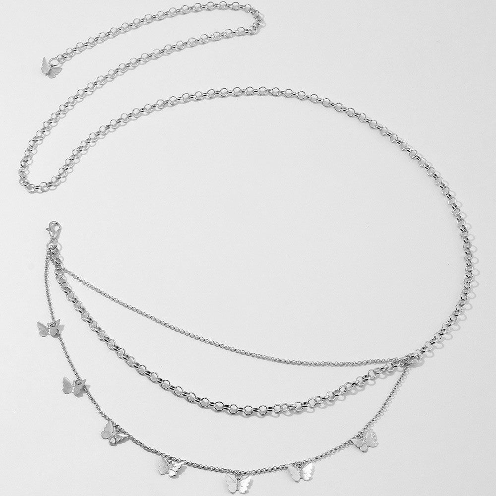Multi Layer Belly Body Chain Bikini Metal butterfly Body Waist Chain -Body Jewelry- Melted Glam LLC