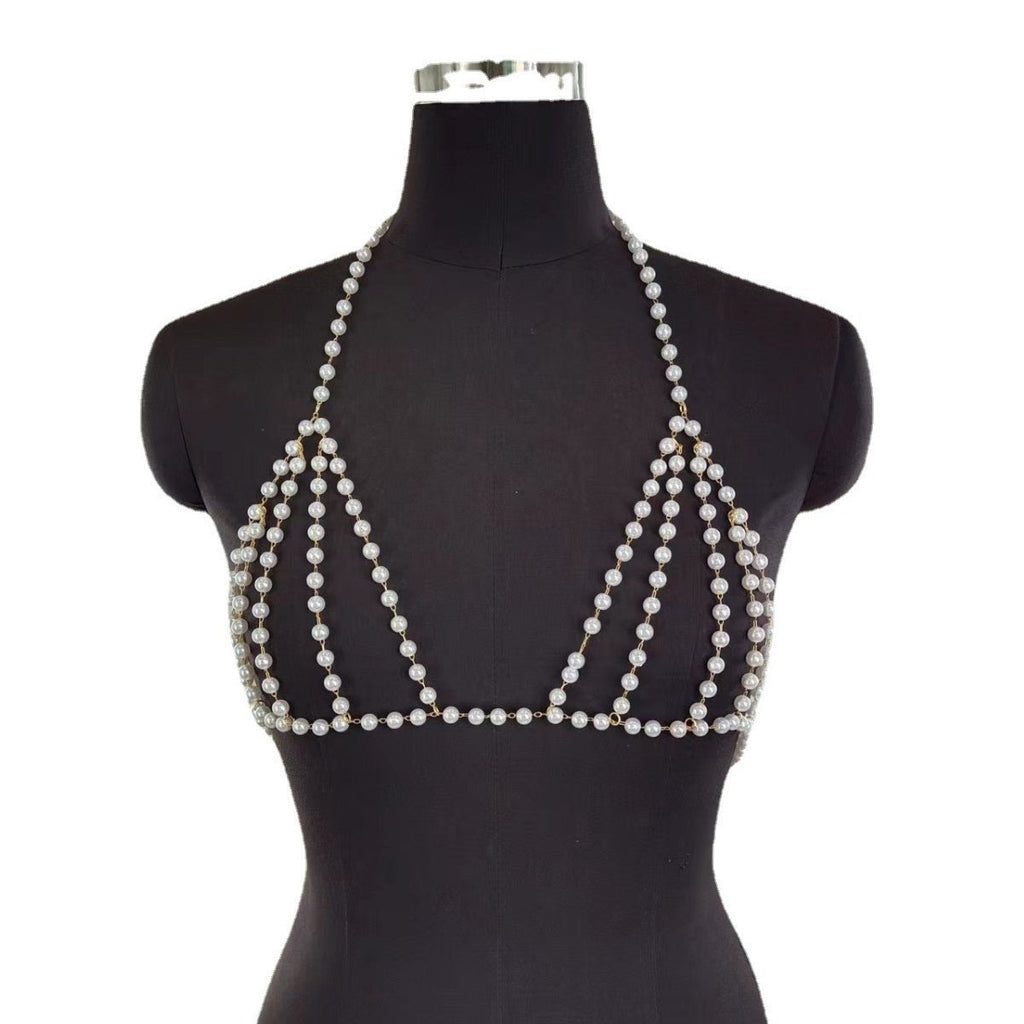 Sexy Beach Bikini Lingeries Bra Pearl body Chain -Body Jewelry- Melted Glam LLC