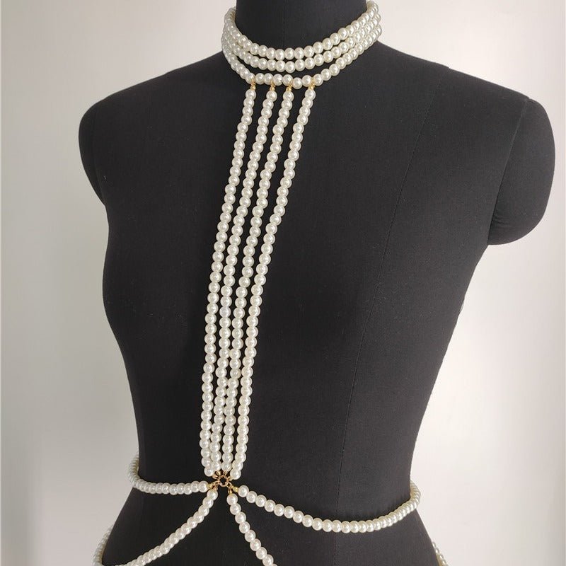 Sexy Bikini Pearl Chest Chain -Body Jewelry- Melted Glam LLC