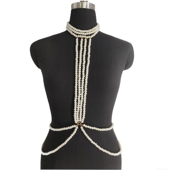 Sexy Bikini Pearl Chest Chain -Body Jewelry- Melted Glam LLC