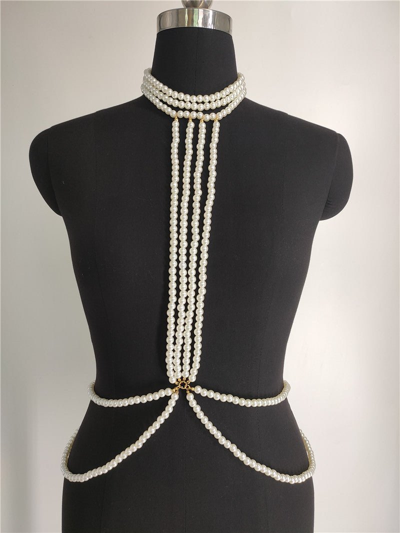 Sexy Bikini Pearl Chest Chain -Body Jewelry- Melted Glam LLC
