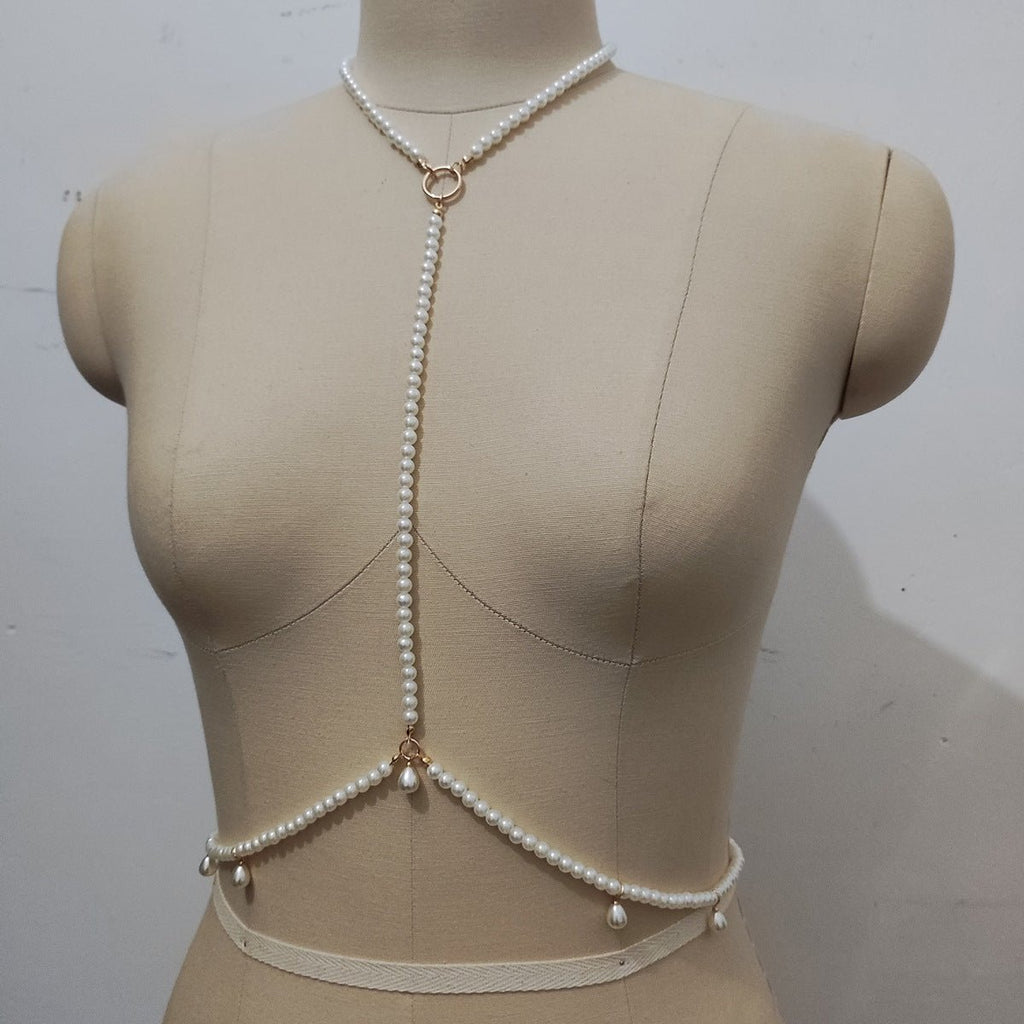 Sexy Bikini Pearl Breast Chain for Girls -Body Jewelry- Melted Glam LLC