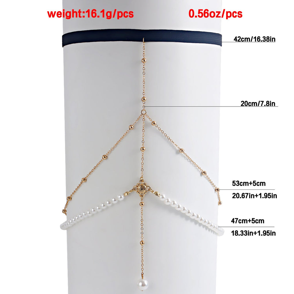 Multi-Layer Pearl Chain Leg Chain -Body Jewelry- Melted Glam LLC