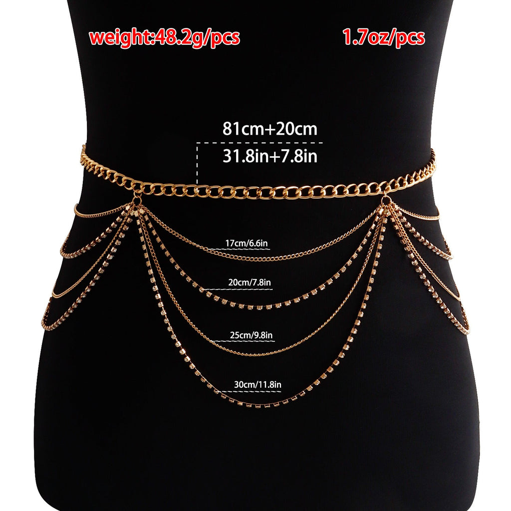 Sexy Tassel Rhinestone Body Chain Bikini Tassel Body Jewelry -Body Jewelry- Melted Glam LLC