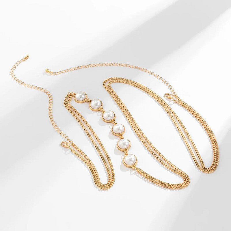 Sexy Body Chain Pearl Layered Bra Chain Women Fashion Bikini Jewelry -Body Jewelry- Melted Glam LLC